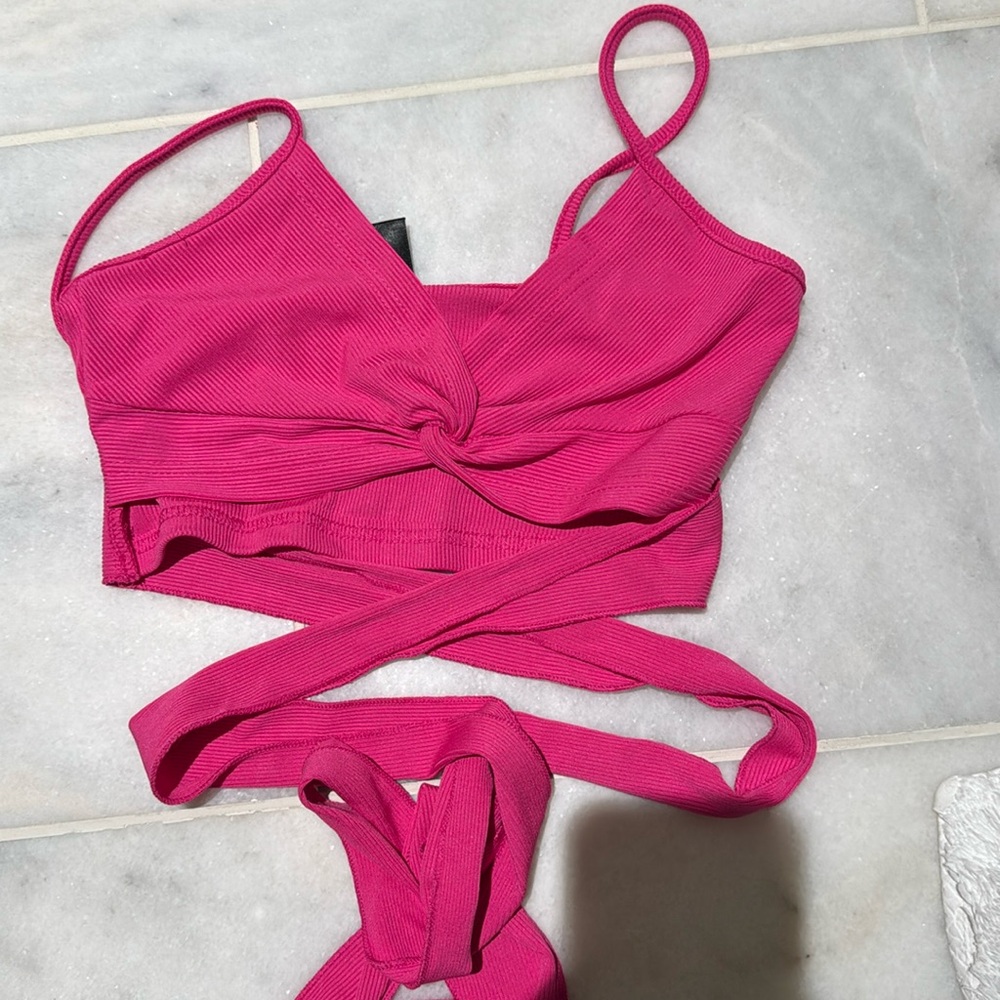 NEW SHEIN WRAPPED HOT PINK CROP TANK TOP